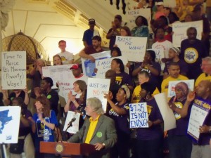 John Meyerson of the United Food & Commercial Workers Local 1776 & the Philadelphia Unemployment Project at the Raise the Wage Lobby Day in Harrisburg