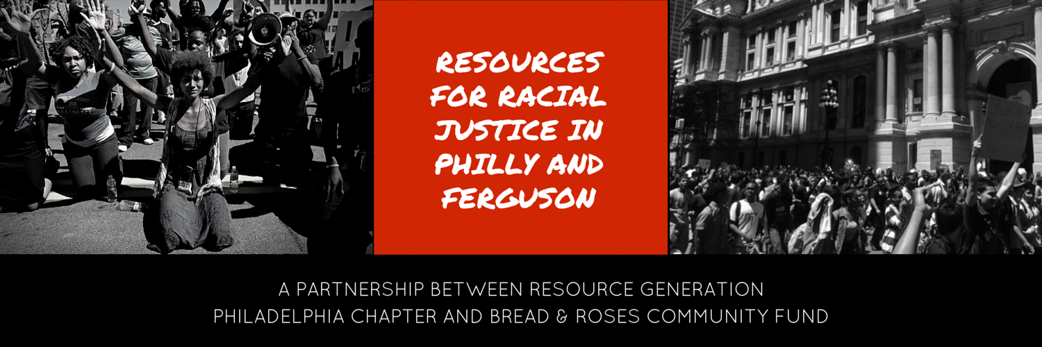 Banner for the initiative featuring photos of activists in Ferguson and in Philadelphia.