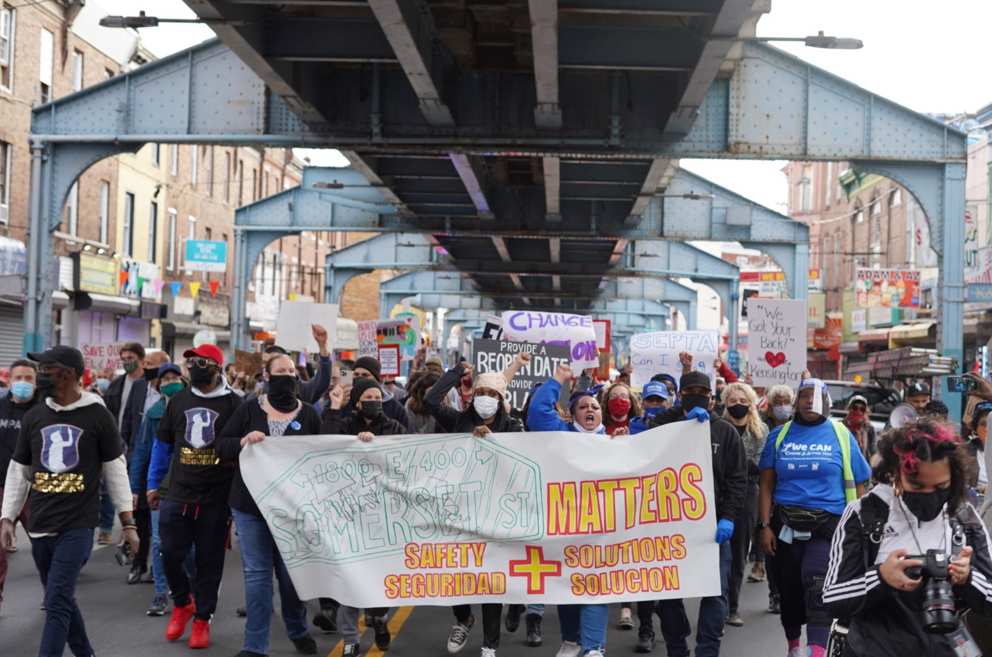 Organizers in Kensington march in support of public safety solutions.