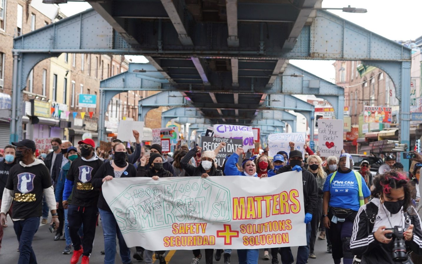 Kensington community organizers march for public safety solutions.